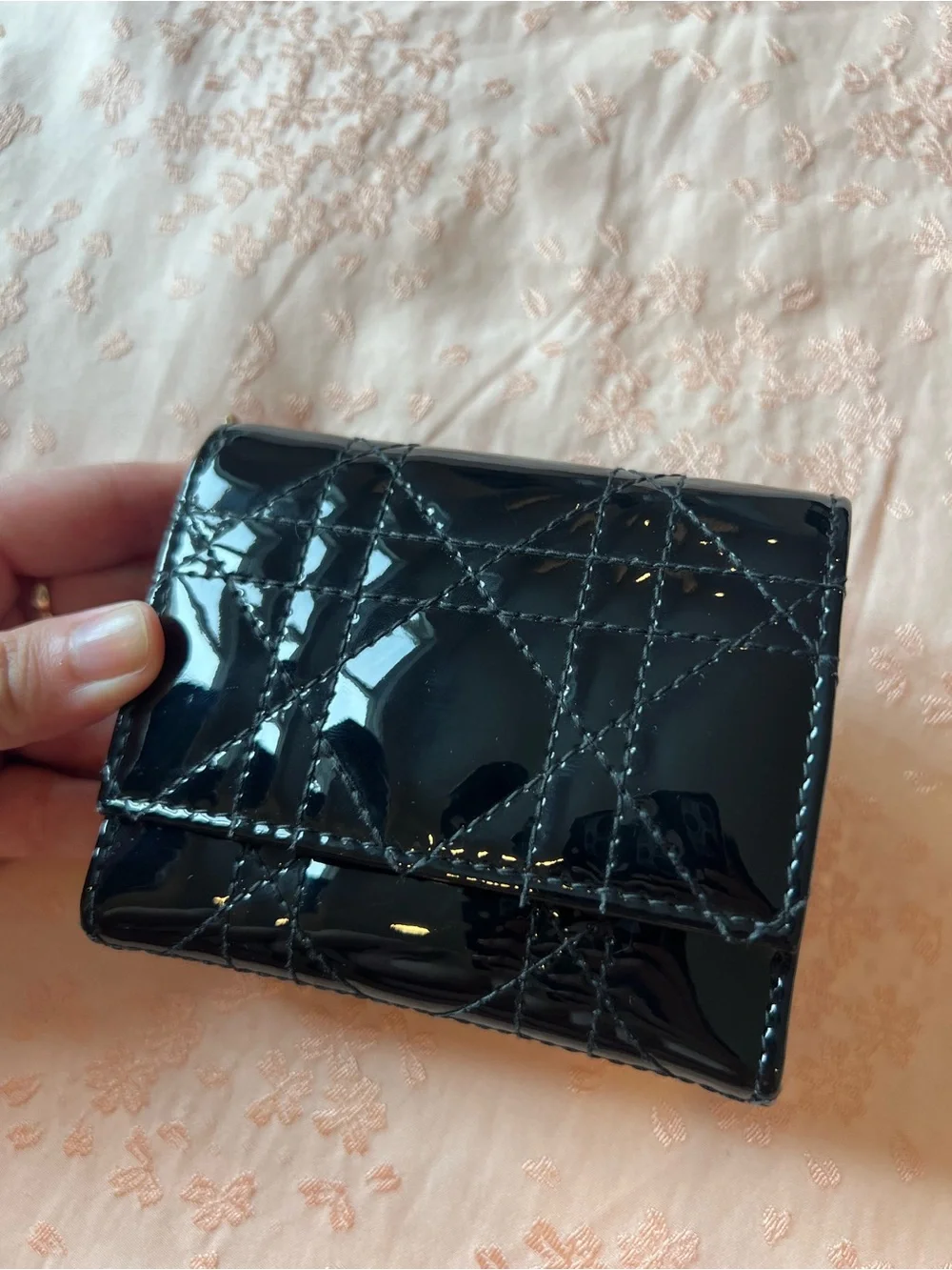 Lady Dior Cannage Lotus Wallet - AUTHENTIC